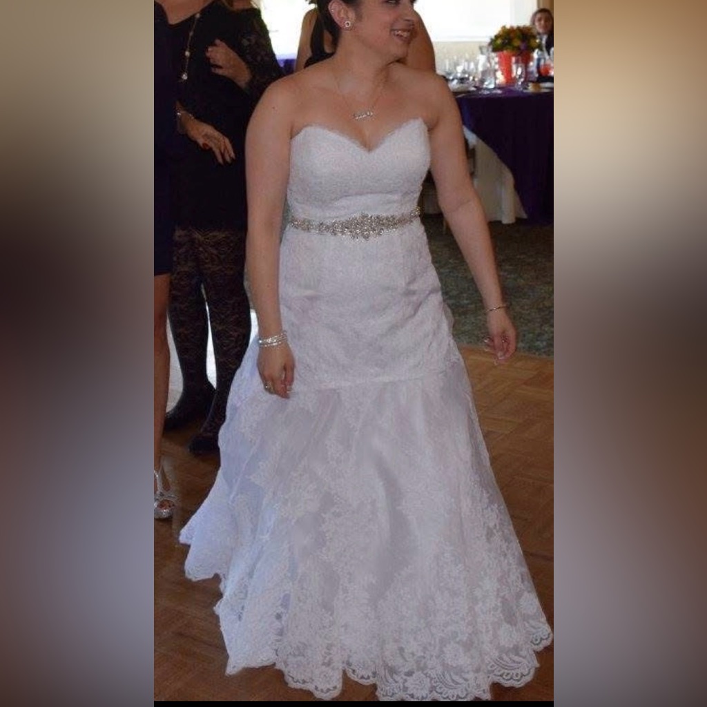Strapless Lace Bridal Gown With Beaded Waist And Corset Back